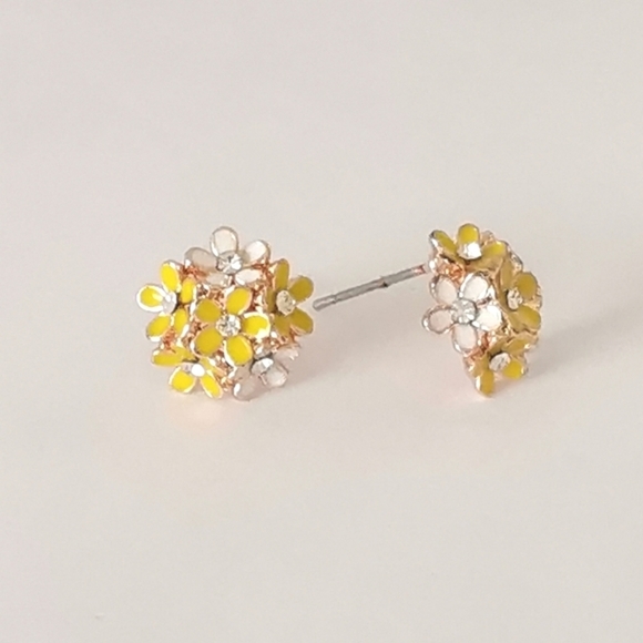 ES Jewelry - Yellow flower bouquet enamel crystals stud earrings 🆕